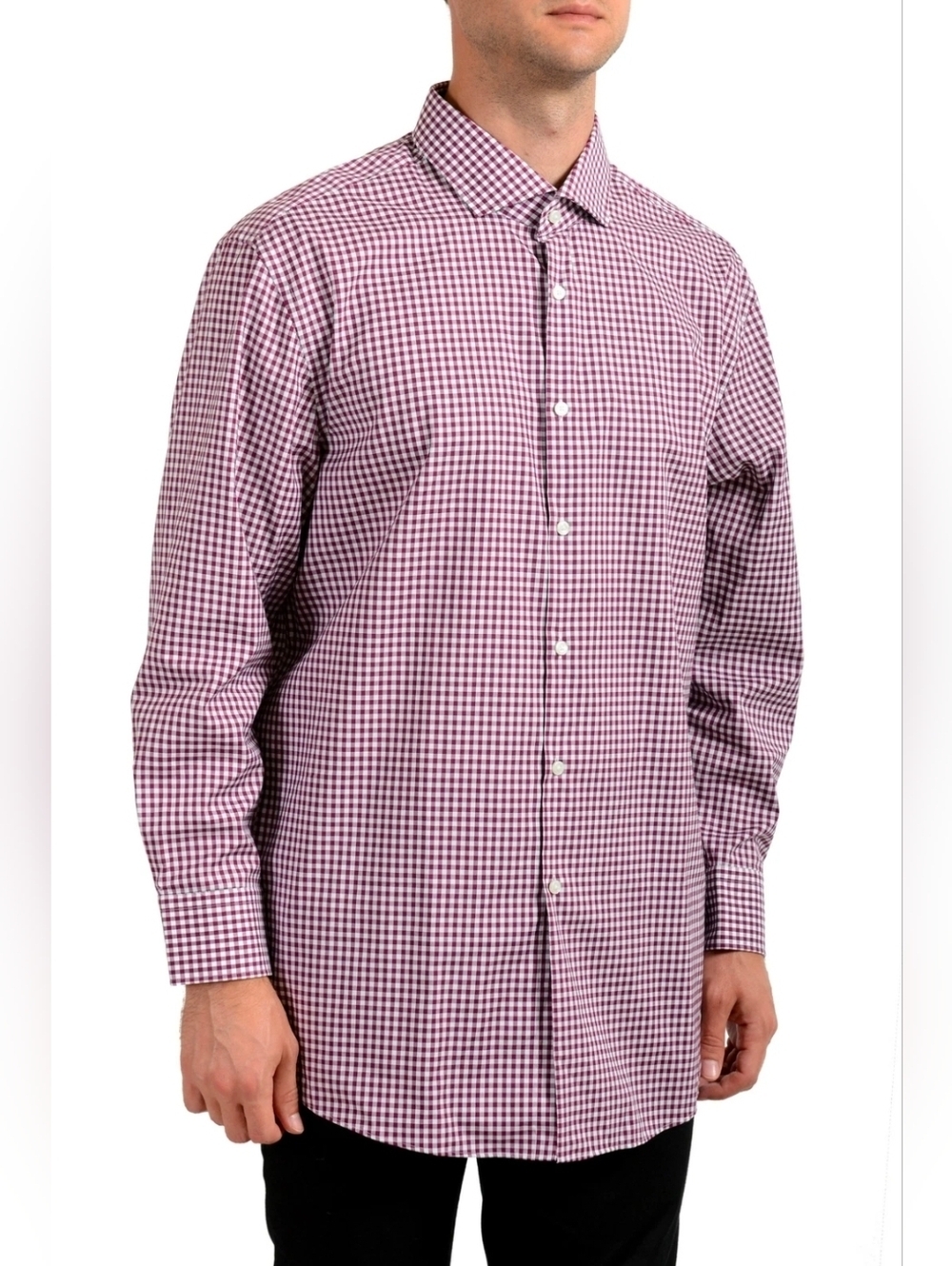 BOSS Hugo Boss Men's "Mark US" Sharp Fit Plaid Long Sleeve Dress Shirt Size M - Picture 6 of 6